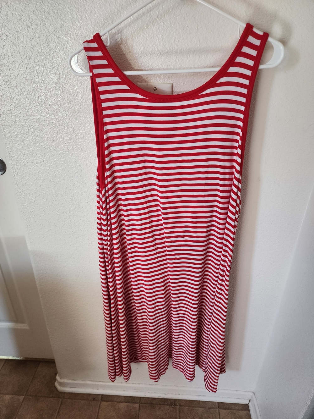 Old Navy Red White Striped Swing Dress XXL Sleeveless